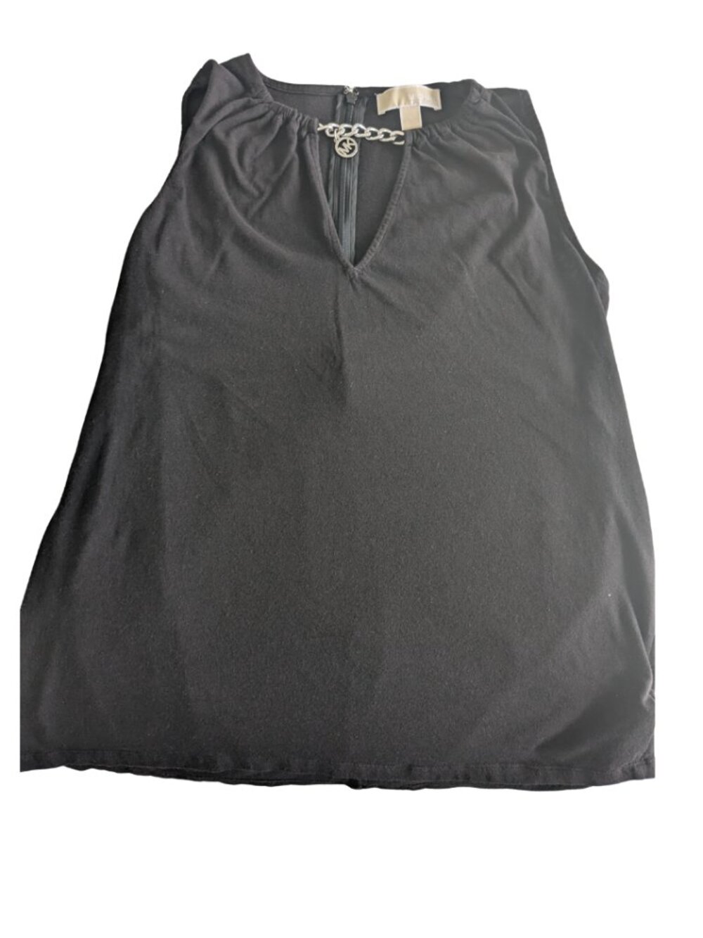 Michael Kors Black Sleeveless Blouse | Chain Detail Neck | Keyhole Back Top |